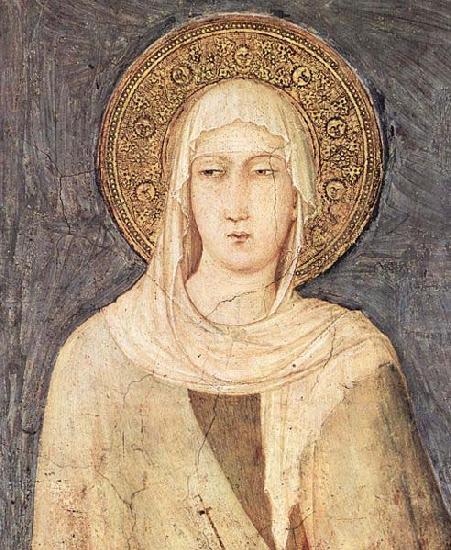 Simone Martini detail depicting Saint Clare of Assisi from a fresco  in the Lower basilica of San Francesco